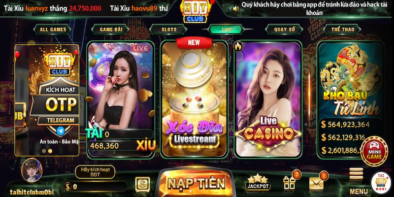 Các trò chơi nổi bật trong Live casino Hitclub
